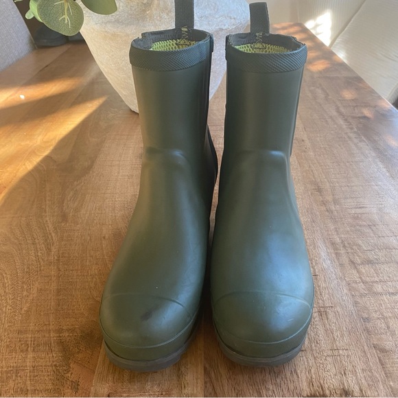 Sorel Joan Rain Chelsea Ankle Bootie Rubber Women's Olive Green Wedge Boots  8 - Picture 2 of 15